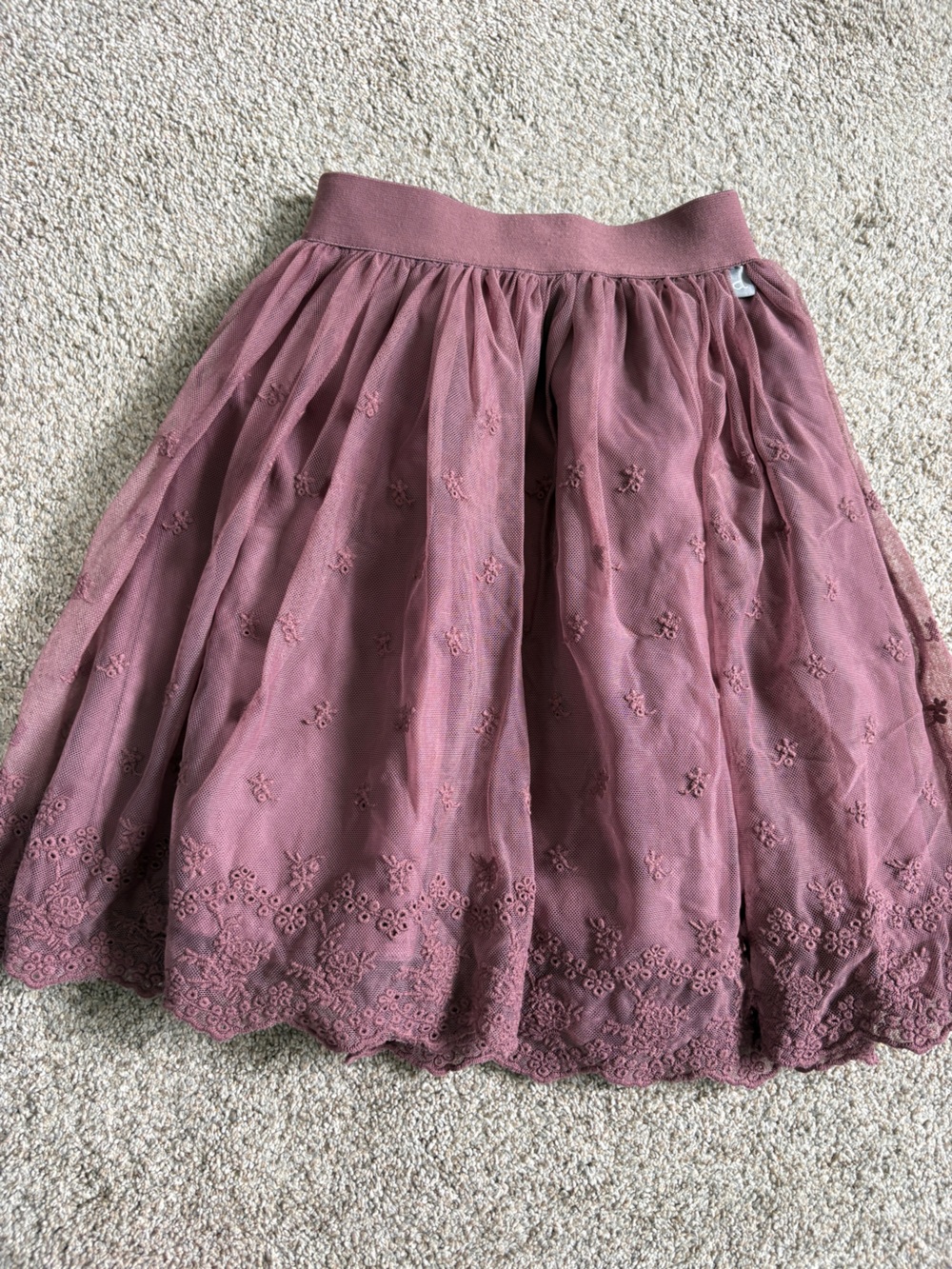 Girls Deux par Deux Skirt Size 8 Tulle Maroon Eyelet Embroidery Girlhood Ballet